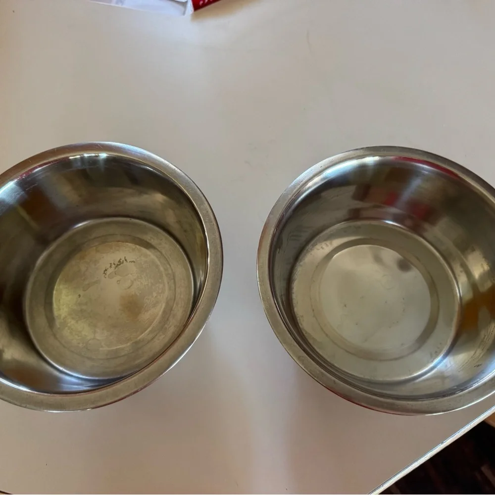 Stainless Steel Pet Bowls with Paw Print